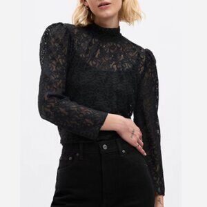 Gap Black Lace Long Sleeve Top XS